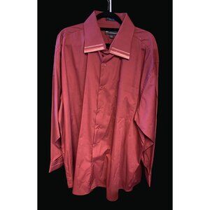 Milano Moda Mens Red Button-Up Shirt Size 36/37 HA01 L * Free Shipping *